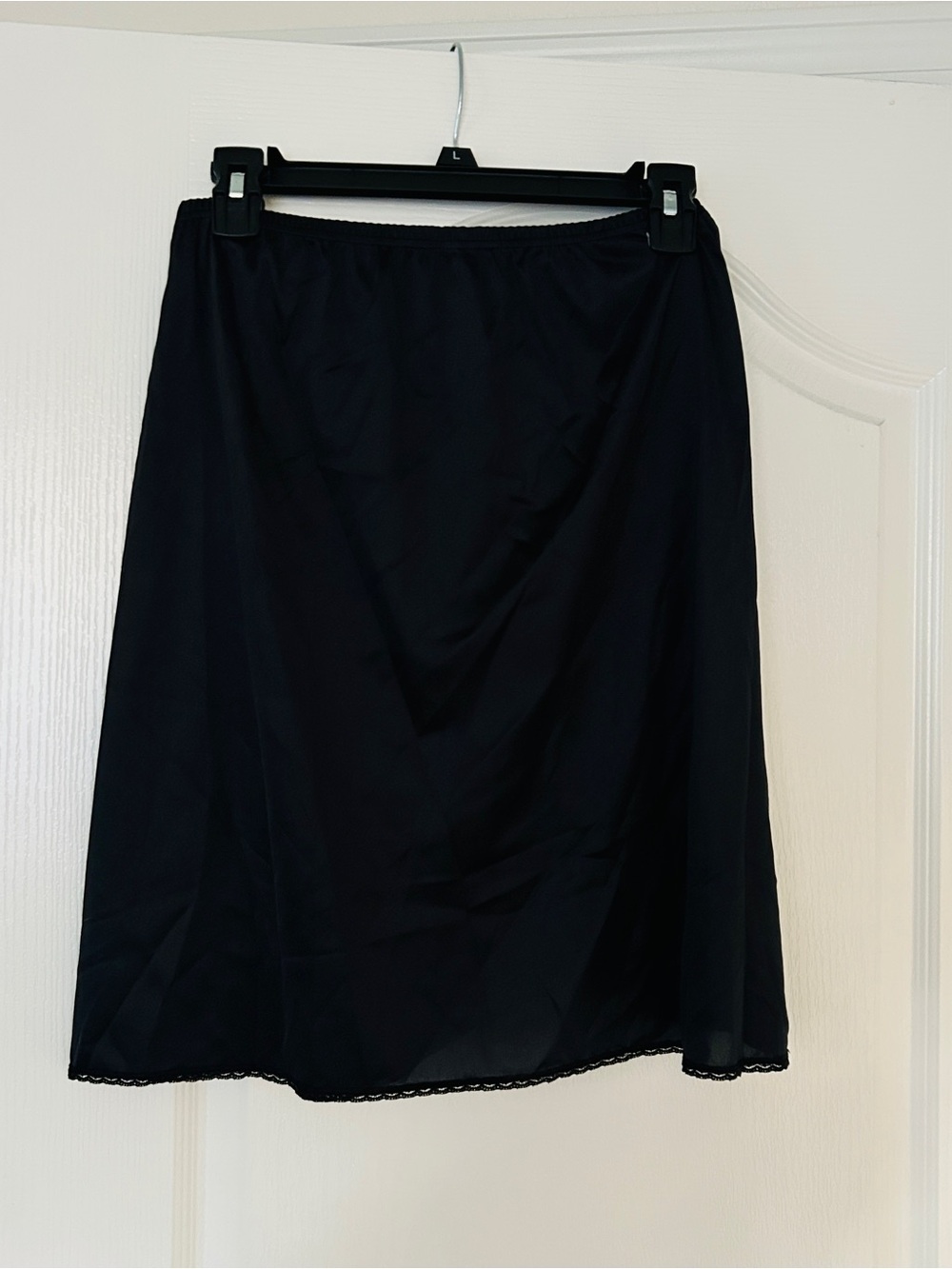 vassarette Black Half Slip with Lace Hem